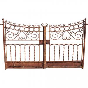 Antique iron gate. 1800s period.